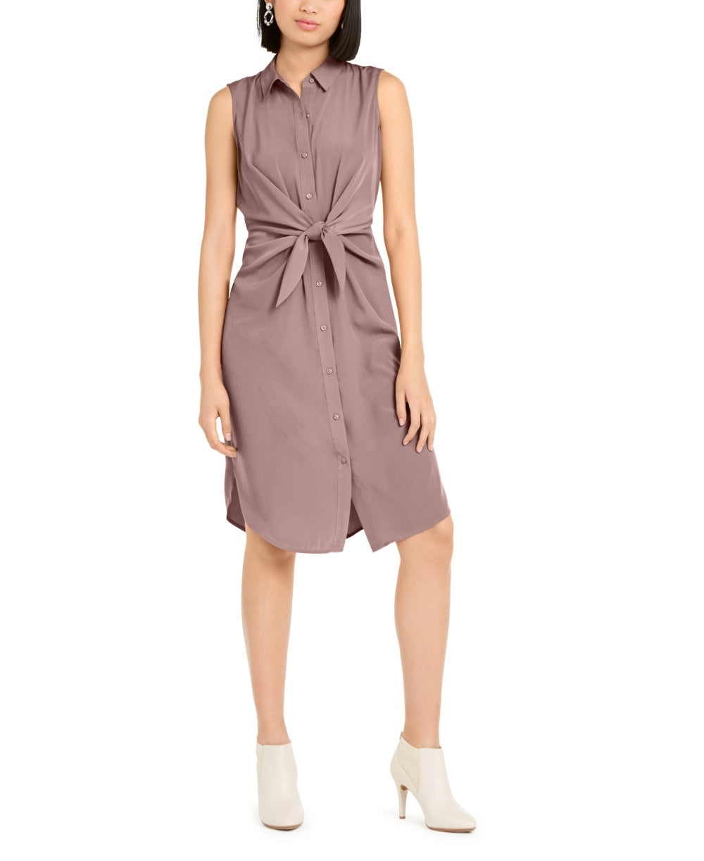 Alfani Women's Petite Tie-Front Shirtdress Pink Size 16 Petite