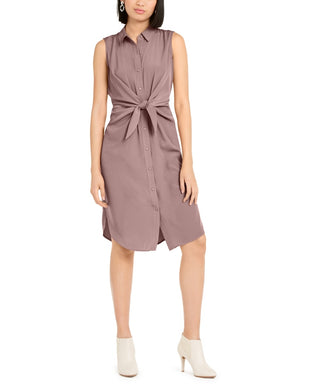 Alfani Women's Petite Tie-Front Shirtdress Pink Size 16 Petite