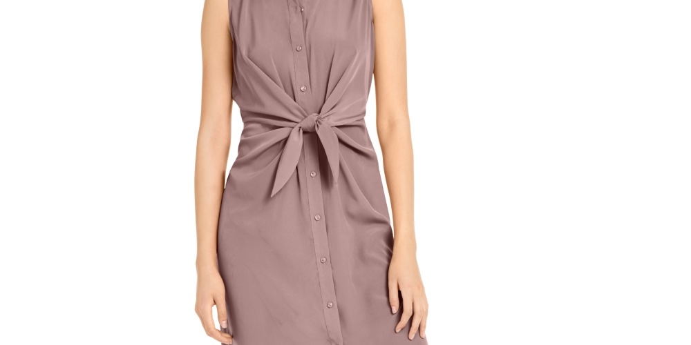 Alfani Women's Petite Tie-Front Shirtdress Pink Size 16 Petite