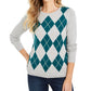 Charter Club Women's Argyle Crewneck Sweater Green Size Small
