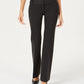 Alfani Women's Faux-Leather-Trim Wide-Leg Trousers Gray Size 16 Petite