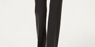 Alfani Women's Faux-Leather-Trim Wide-Leg Trousers Gray Size 16 Petite