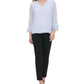 Calvin Klein Women's Ruffle-Sleeve Blouse White Size Large