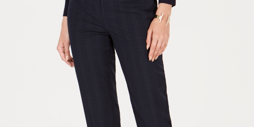 Charter Club Women's Petite Plaid Ankle-Length Pants Bright Blue Size 8 P