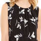 Calvin Klein Women's Floral Pleated-Neck Sleeveless Top Gray Size Small
