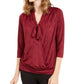 Alfani Women's Tie Neck Top Wine Size PL