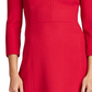 Ralph Lauren Women's Zippered Long Sleeve V Neck Knee Length Shift Wear To Work Dress Red Size 10 Petite