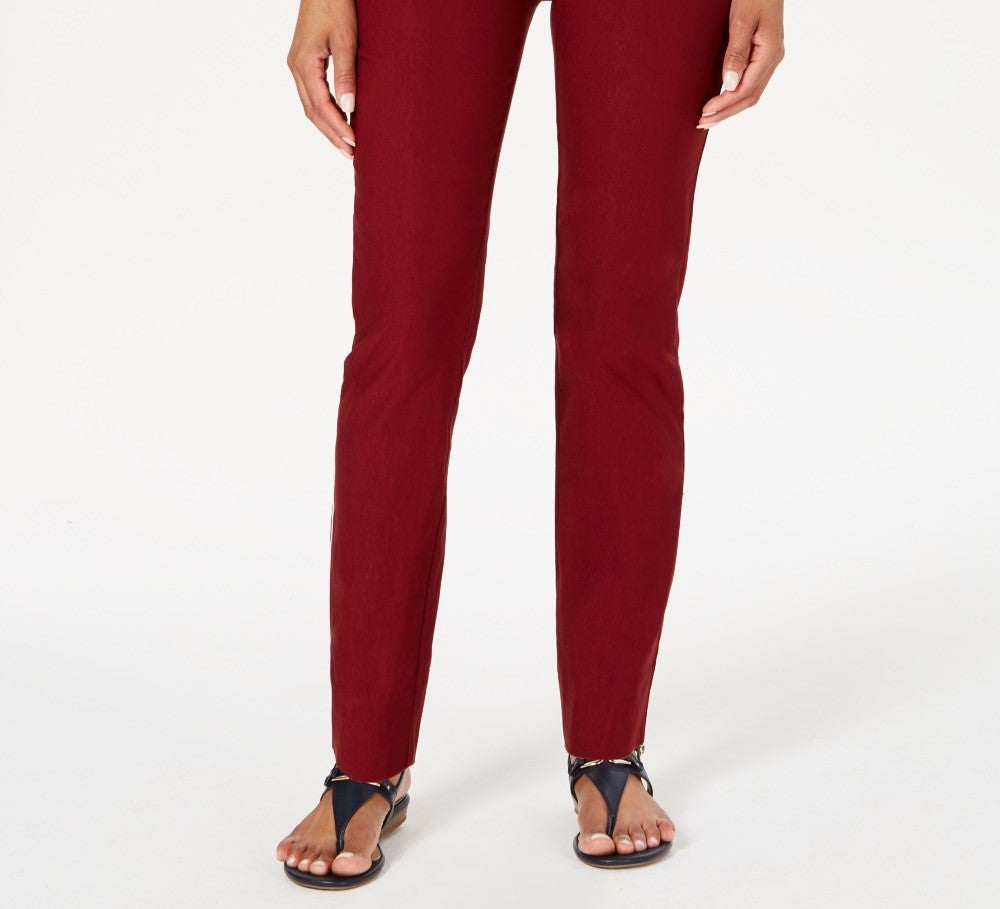 Charter Club Women's Chelsea Tummy Control Skinny-Leg Ankle Pants Wine Size 18