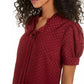Maison Jules Women's Tie Front Clip Dot Blouse Wine Size X-Small
