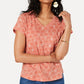 Style & Co Women's Cotton Printed V Neck T-Shirt  Orange Size PP