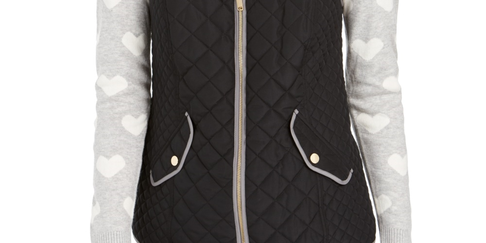 Charter Club Women's Quilted Stand-Collar Vest  Black Size Small