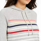 Charter Club Women's Striped Hoodie Sweater Gray Size PS