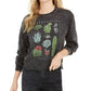 True Vintage Women's Succulent Long Sleeve Graphic T-Shirt Black Size X-Small