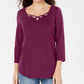 Karen Scott Women's Cotton Keyhole Stud Top Purple Size X-Small
