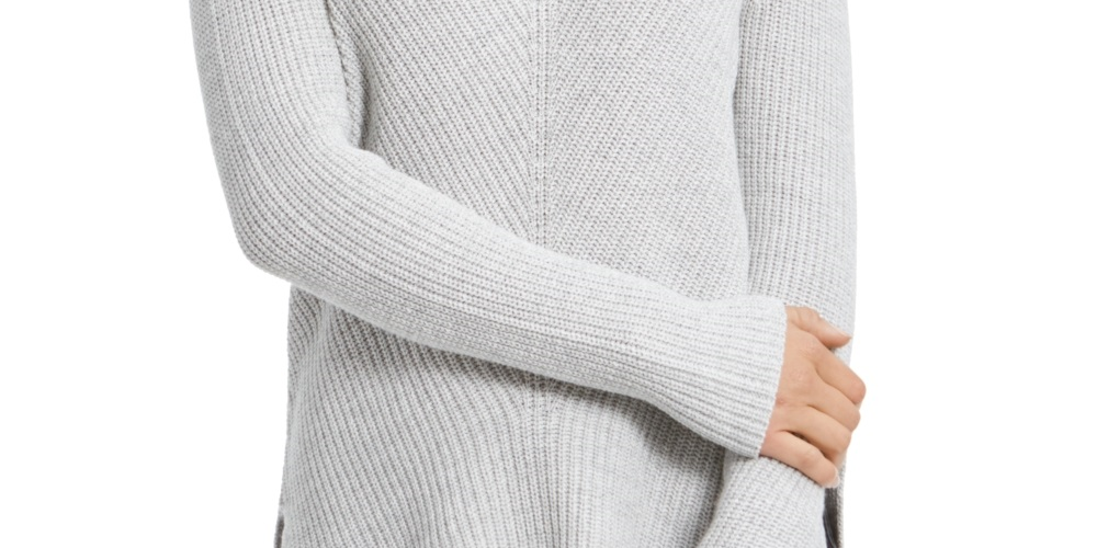 Style & Co Women's Ribbed V Neck Cotton Sweater Gray Size Large