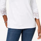 Charter Club Women's Cotton Lace Trim Top White Size Medium
