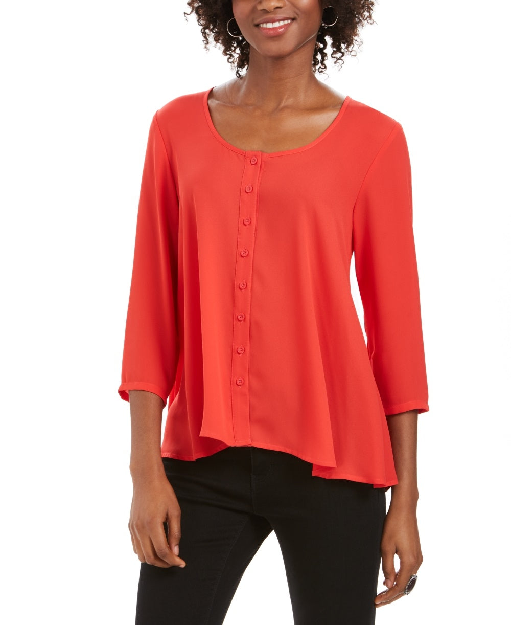 Style & Co Women's Swing Blouse Red Size Small