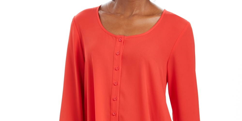 Style & Co Women's Swing Blouse Red Size Small