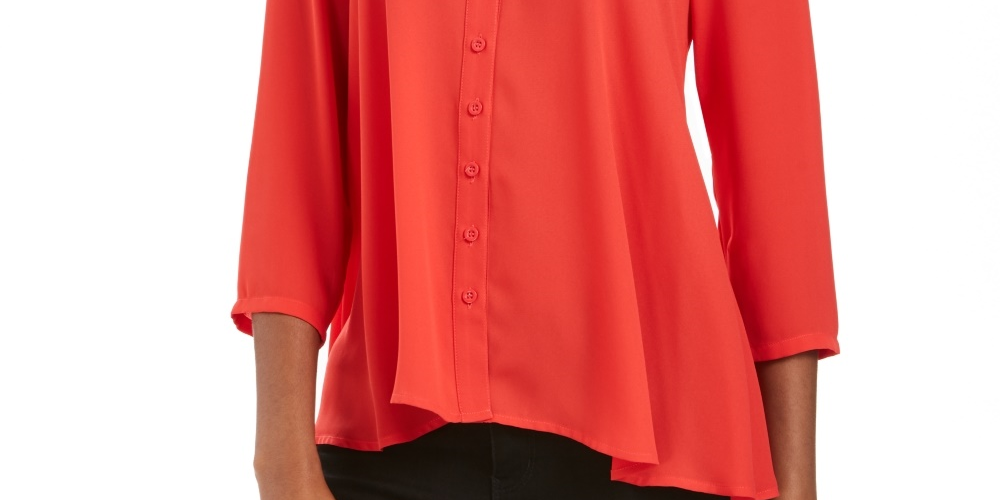Style & Co Women's Swing Blouse Red Size Small