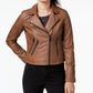 Coffeeshop Juniors' Faux-Leather Moto Jacket Beige Size Large
