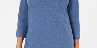 Karen Scott Women's Cotton Keyhole Stud Top Blue Size Small