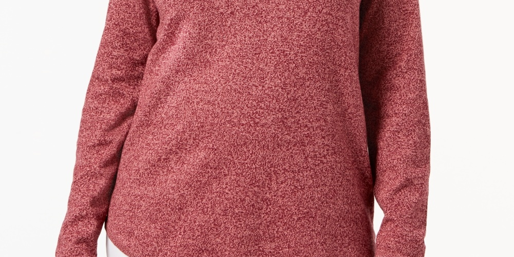 Karen Scott Women's Petite Cotton Curved-Hem Sweater Red Size Petite
