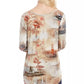 Karen Kane Women's Montage Print High Low Top Beige Size Medium