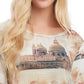 Karen Kane Women's Montage Print High Low Top Beige Size Medium