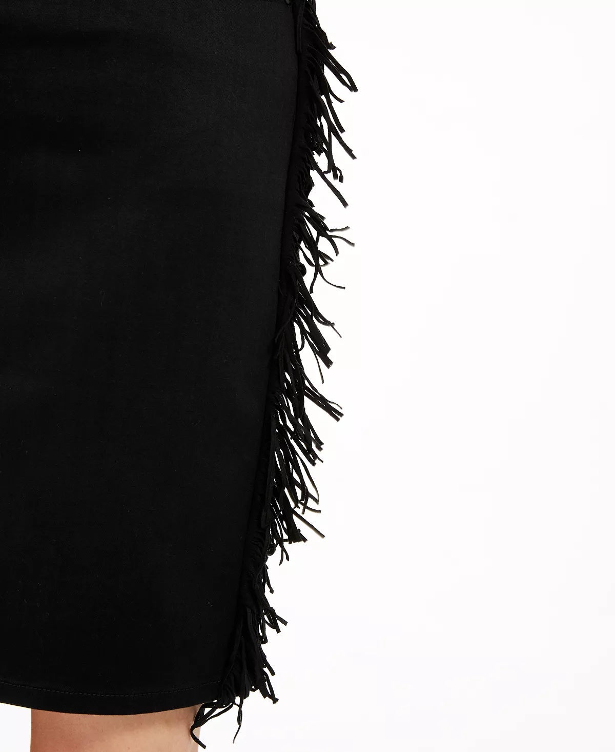 INC International Concepts Women's Fringe-Trim Denim Skirt Black Size 2