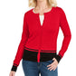 Karen Scott Women's Colorblocked Cardigan Red Size XX-Large