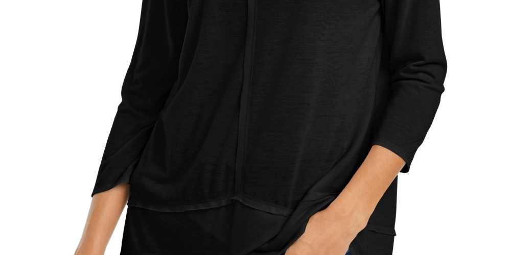 Style & Co Women's Seam Detail High Low Top Black Size X-Small