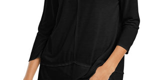 Style & Co Women's Seam Detail High Low Top Black Size X-Small