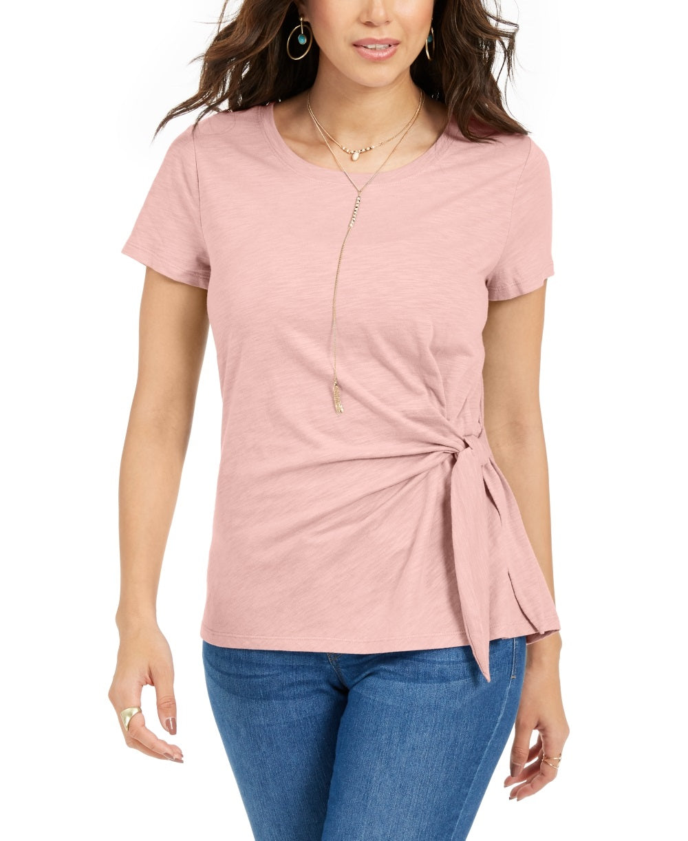 Style & Co Women's Side Tie Top Pink Size Medium