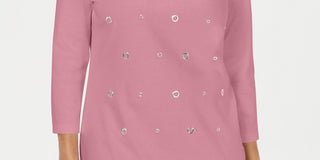 Karen Scott Women's Cotton Grommet Top Pink Size X-Small