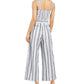 Charter Club Women's Striped Belted Jumpsuit White-blue striped Size 14