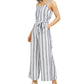 Charter Club Women's Striped Belted Jumpsuit White Size 16