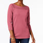 Karen Scott Women's Cotton Button Trim Sweater Pink Size PS