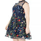 City Studios Women's Trendy Floral Embroidered Dress Blue Size Petite Small