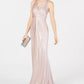 Adrianna Papell Women's Metallic Mermaid Gown Pink Size 2