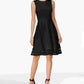 Calvin Klein Women's Sleeveless Jewel Neck Knee Length Fit + Flare Dress Black Size 4 Petite