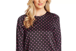 CeCe Women's Pop Dot Ruffle Sleeve Top Black Size Medium