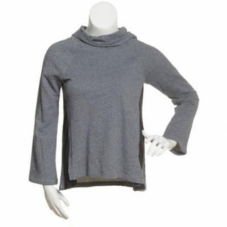 Calvin Klein Women's Gray Long Sleeve Cowl Neck Hoodie Sweater Charcoal Size Small