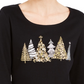 Karen Scott Women's Sparkle Holiday Graphic Shirt Black Size Medium