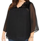 Style & Co Women's Plus Swiss Dot Velvet Yoke Top Black Size 4X