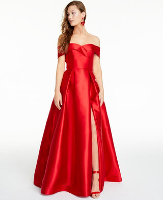 B Darlin Junior's Off The Shoulder Gown Red Size 15/16