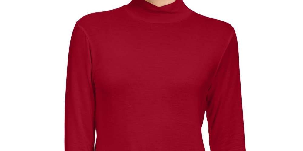 Style & Co Women's Mock Neck Top Red Size PXL