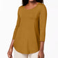 JM Collection Women's Three-Quarter-Sleeve Top Yellow Size Petite Small