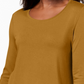 JM Collection Women's Three-Quarter-Sleeve Top Yellow Size Petite Small