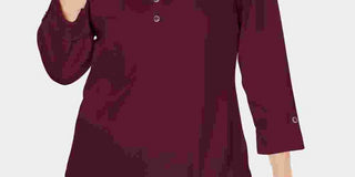 Karen Scott Women's Cotton Johnny-Collar Utility Shirt Red Size X-Small