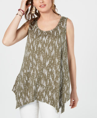 Style & Co Women's Printed Tank Top Green Size PP